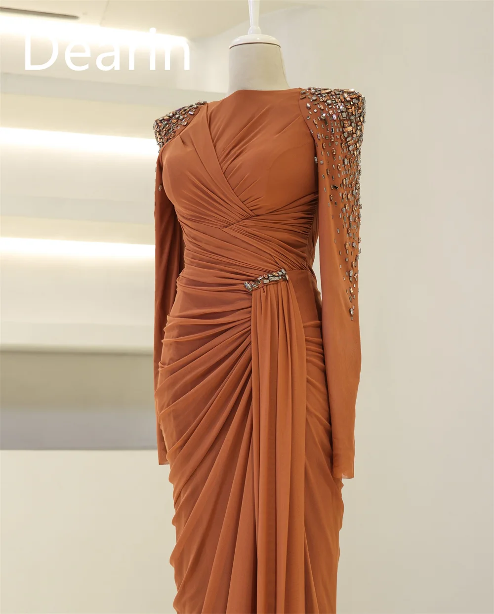 Robe de Rhpersonnalisée Dearin Jewel Colonne, jupes longueur au sol, robes sur mesure verticales, occasion formelle, Arabie saoudite, soirée Go