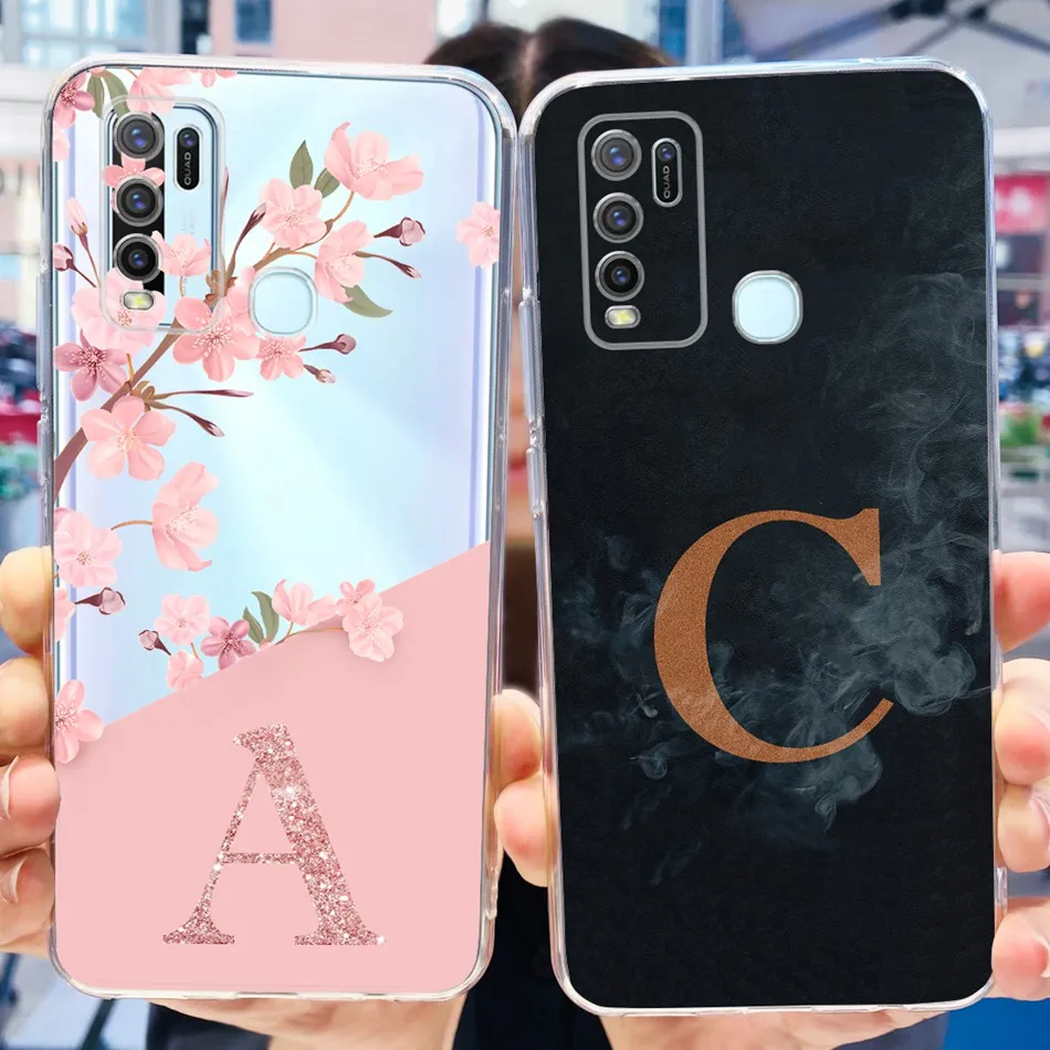 For Vivo Y30 Y30i Y50 Phone Case Vivo Y50 Y30i Y30 4G 1938 1935 Fashion Letter Soft Silicone Clear TPU Slim Cases