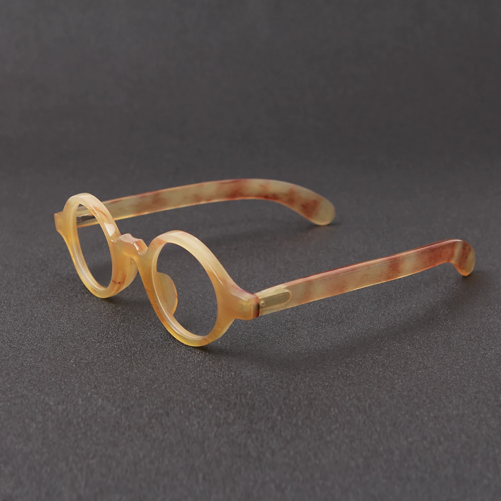 Japanese style design classic round frame glasses handmade custom natural horn plate retro trend glasses frame