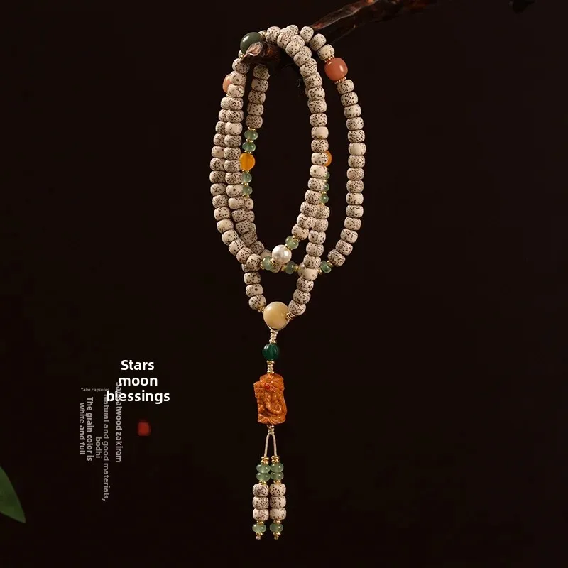 الرجعية زن عالية الكثافة الأبيض نجمة القمر بوذا الخرز سوار متعدد دائرة الثقافية لعوب اليد معصمه المجوهرات #2