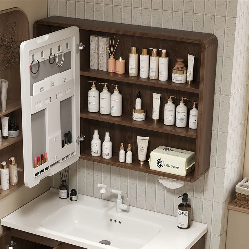Mirror Toilet Bathroom Cabinet Shelves Corner Space Saver Design Modern Cupboard Chinese Style Archivadores Home Decoration view 5
