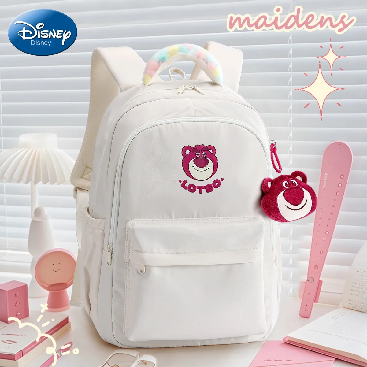Disney Leisure Girl School Bag Lotso Grade 3-6 Middle Primary Student Shoulder Orthopedic Backpack Large Capacity Light Mochilas