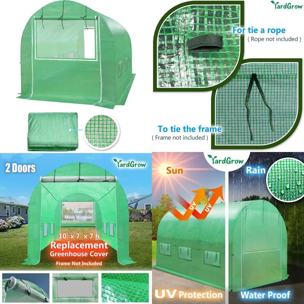 

Большая уличная теплица-тент для сада, 10x7x7 футов, с 2 сетчатыми окнами