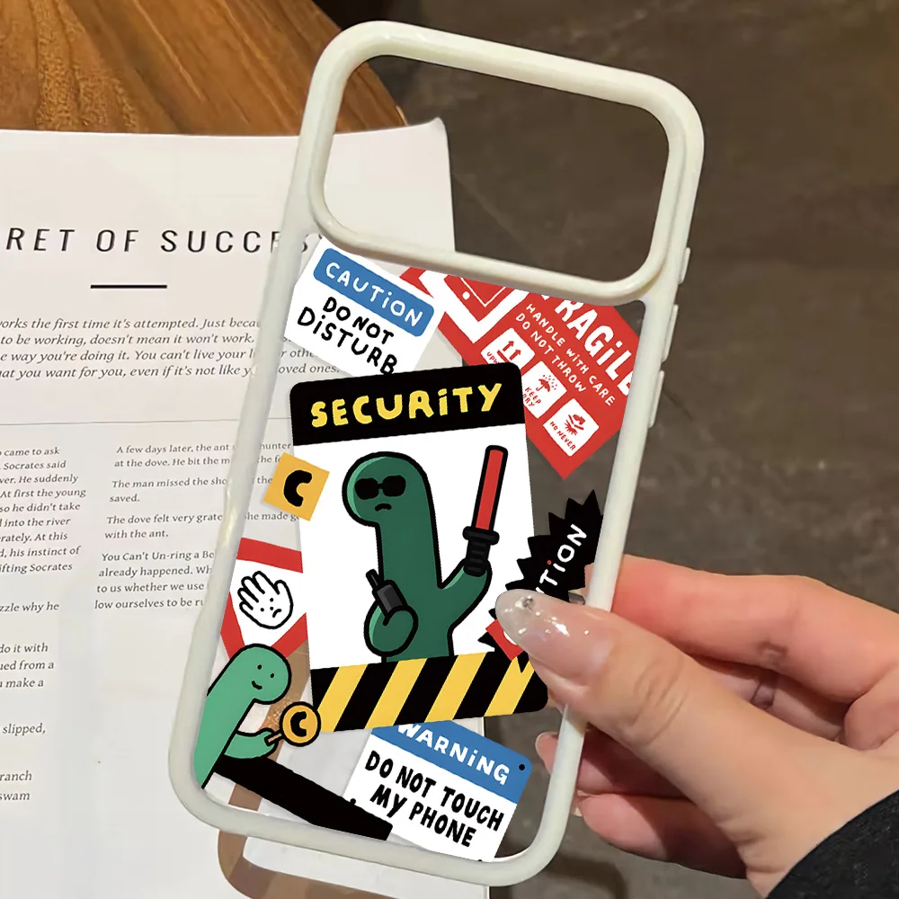 Fun Quirky Little Dinosaur Advanced Acrylic Clear Phone Case for IPhone 18 17 Air 16 E 15 14 13 12 11 Pro Max Plus Simple Cover