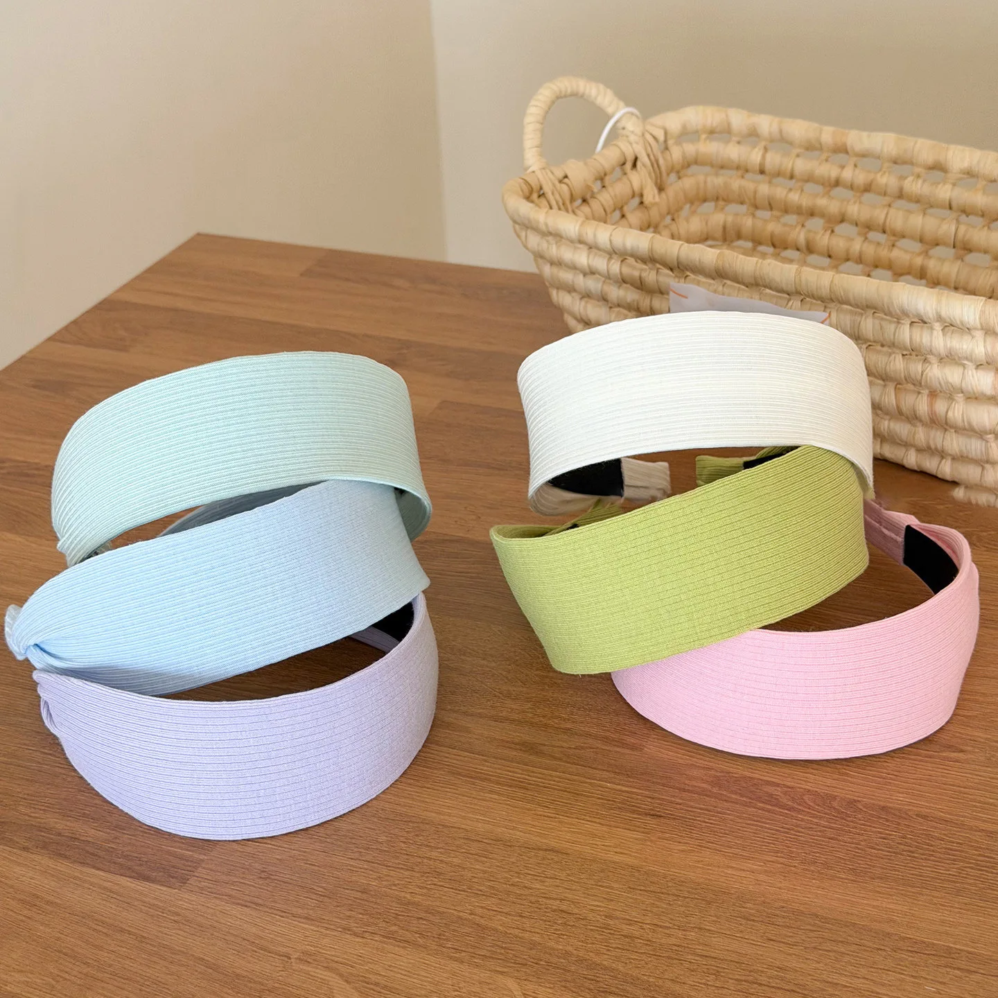 

Colorful Hairband Simple Striped Wide Headband Spring Summer Knitted Hair Bands Elegant Hair Accessories Solid Color Head Band