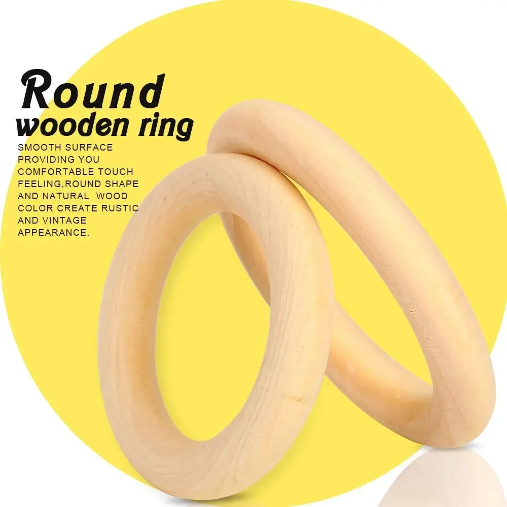 15-100mm Unfinished Wooden Rings for Crafts Natural Wood Rings DIY Wood Hoops Ornaments Connectors Jewelry Making Ring Pendant