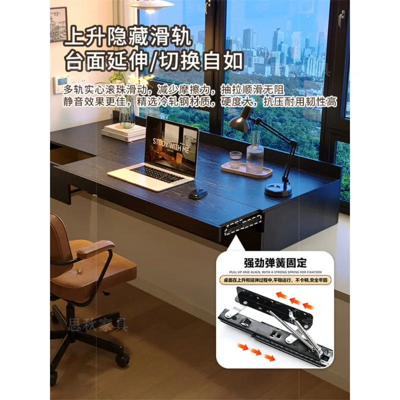 Solid wood bay window desk with drawer telescopic sliding desk bedroom window sill office computer desk bay window cabinet custo