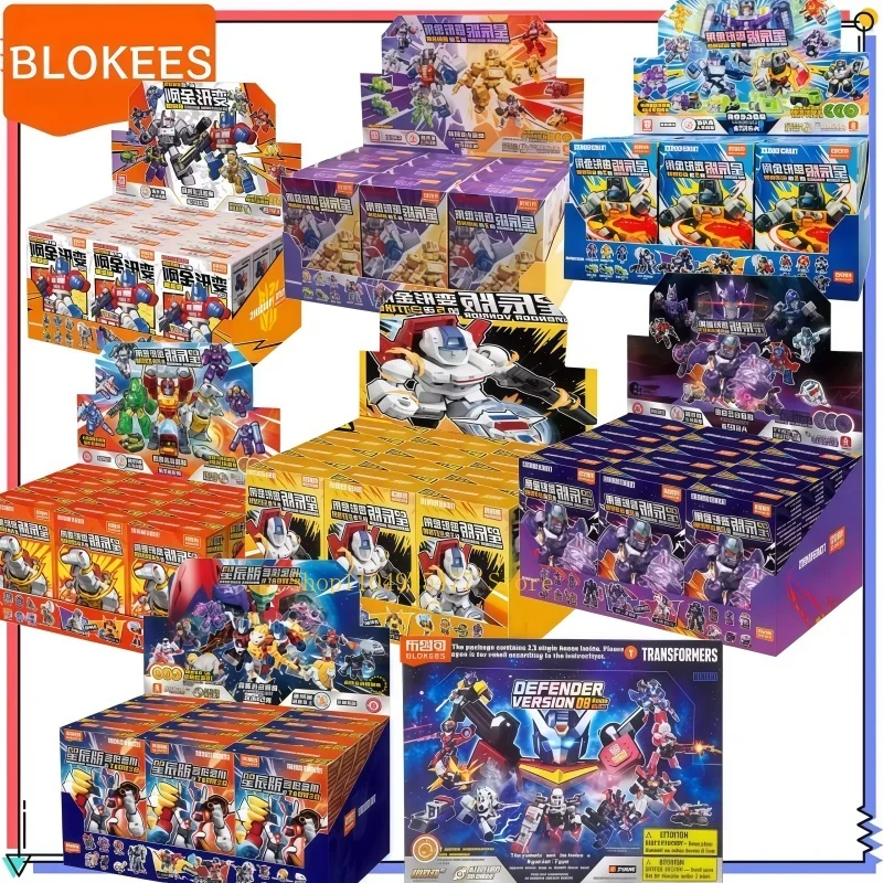Blokees Transformers Defender 1-8Version 12 Boîtes Non Répétées Figurine Optimus Prime Megatron Bumblebee Jouet de Collection Cadeau