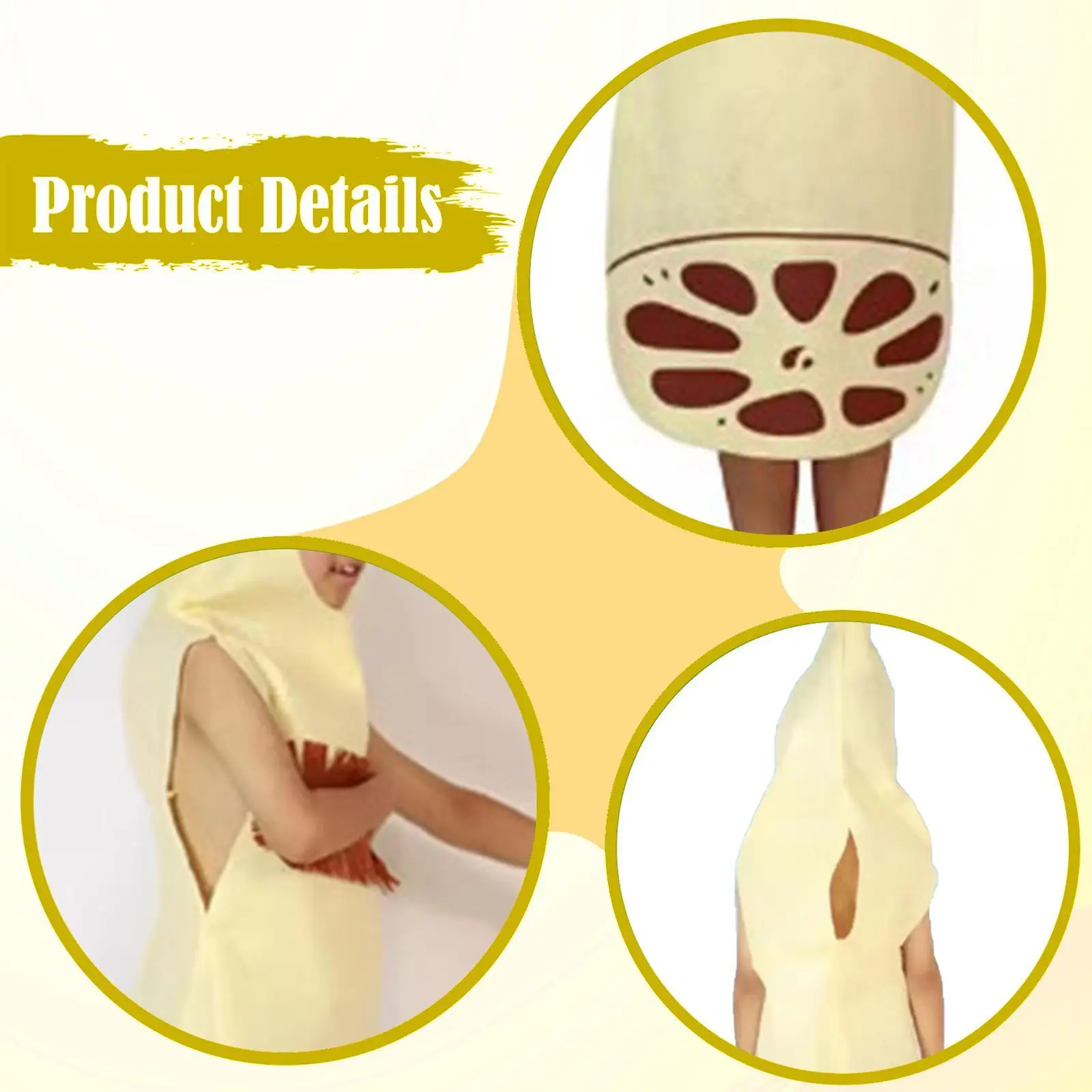 Lotus Root Costume Soft Dressing up Breathable Clothes Veggie Cosplay Outfit