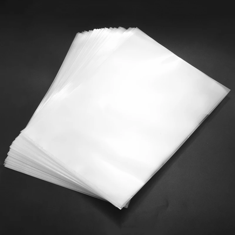 40PCS L-Type Plastic Folder - 18C Transparent Clear Document Folder For A4 Size Paper Sleeves