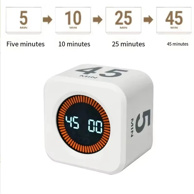 ABUL-Timer Cube Timer Visual LED Display Time Kids Time Management Kitchen Countdown Timer