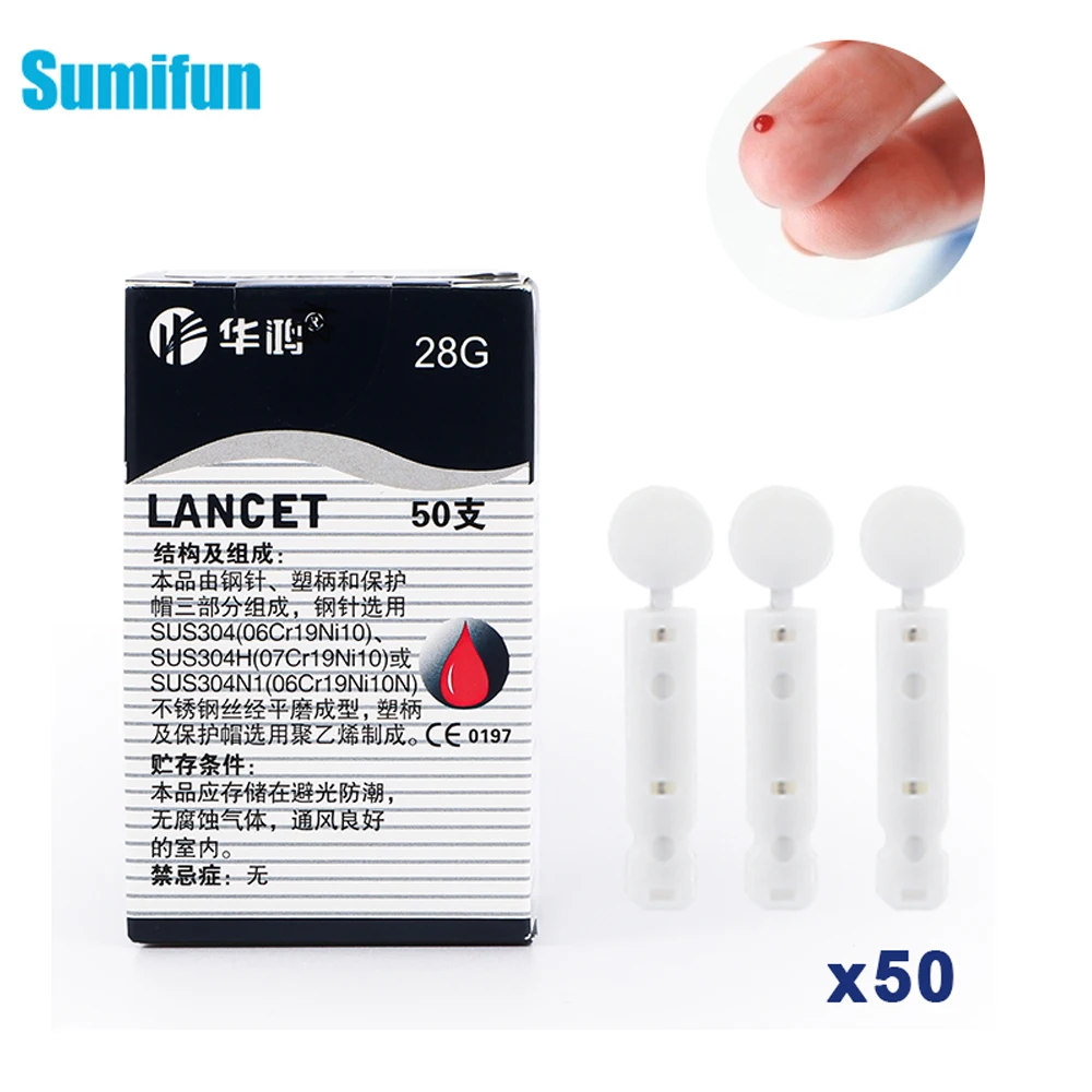 

50Pcs Sterile Lancets Kit for 28G Pen Glucose Meter Disposable Needles Measuring Blood Sugar Level Medical Diabetes Accessories