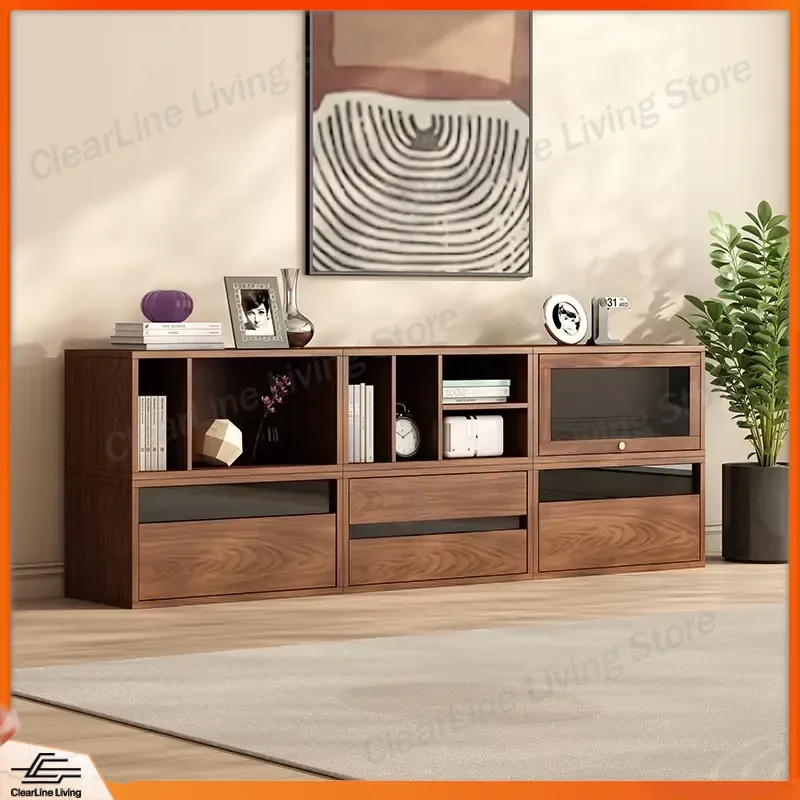 New Chinese Retro Solid Wood Storage Cabinet Living Room TV Stand Bedroom Drawer Unit Bedside Table Floor Console Furniture