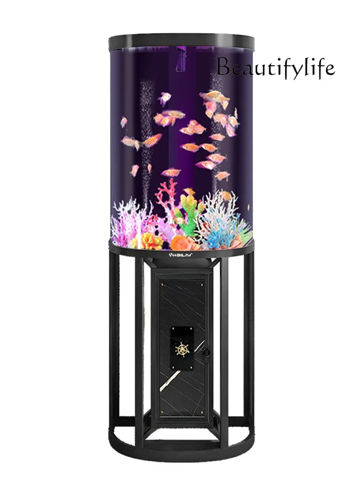 

Ecological fish tank Small water-free creative cylindrical goldfish tank Floor aquarium