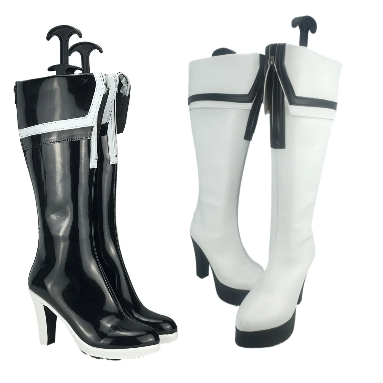 

Black Rock Shooter Cosplay Shoes White Black Boots Footwear Gothic Lolita Shoes