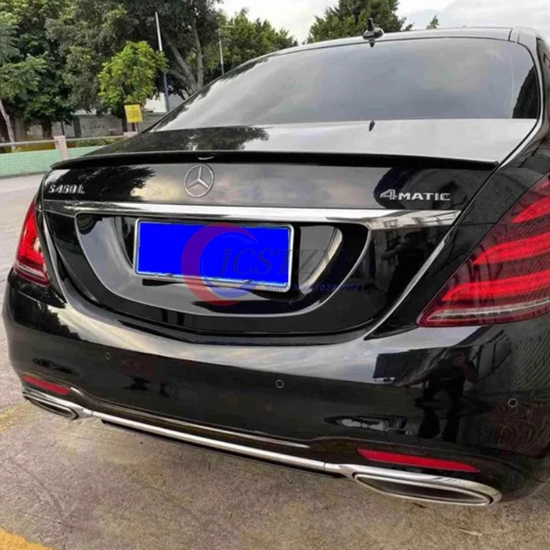 For Mercedes S-Class W222 4-Door Sedan 2014 + S350 S400 S450 S500 S600 Carbon Fiber Spoiler Trunk Lip