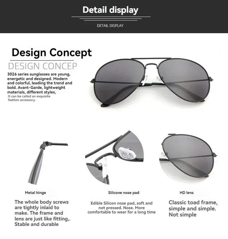 Unisex Luxury brand Pilot sunglasses Designer men women Vintage Outdoor Driving sun glasses for female male