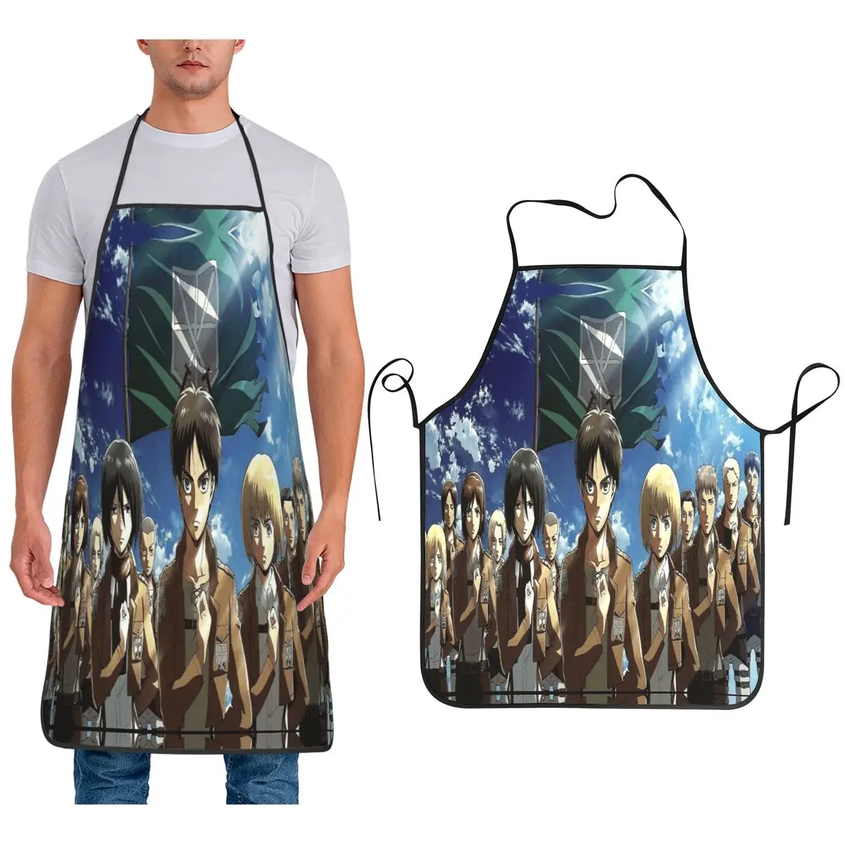 

Фартуки Attack On Titan Zeke Yeager, фартуки для шеф-повара, приготовления пищи, выпечки, нагрудник без рукавов, кухонный сарафан для уборки для женщин и мужчин, садоводства