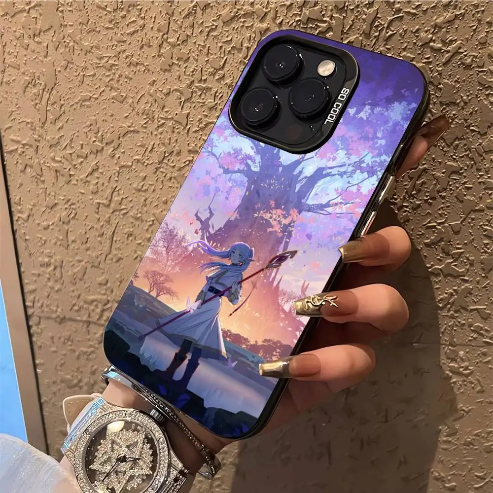 Funda de teléfono Sousou No F-Frieren para iPhone 17,16,15,14,13,12,X,8,Pro,Max,Plus,E,SE4,Air,Mini IMD negro mate