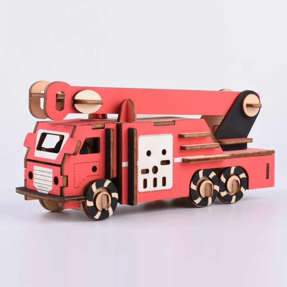 

DIY Fire Engine 3D Jigsaw Wooden Puzzles for Kids Educational Craft Assemble Room Decoration Gift Children Birthday