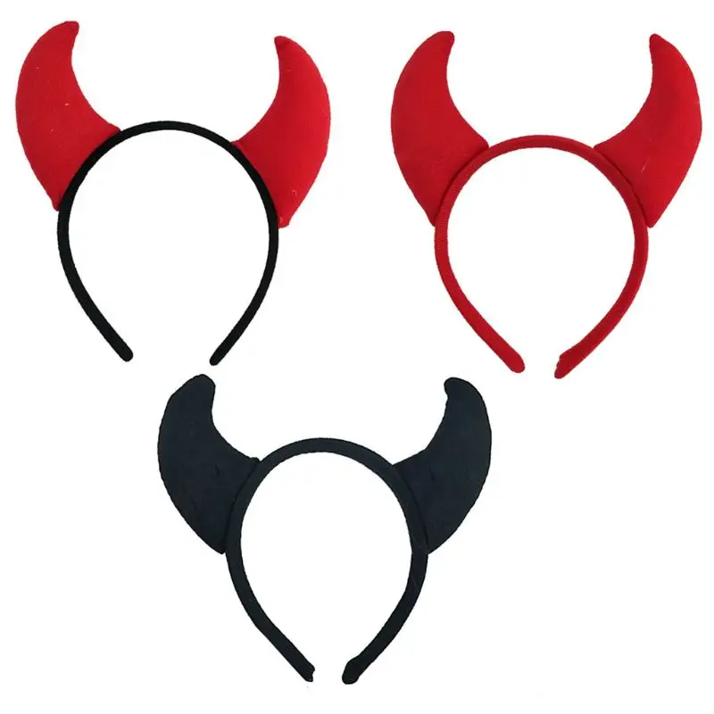 

Funny Devil Ears Headband Horns Ear Children Headbands Halloween Party Adults N7YF