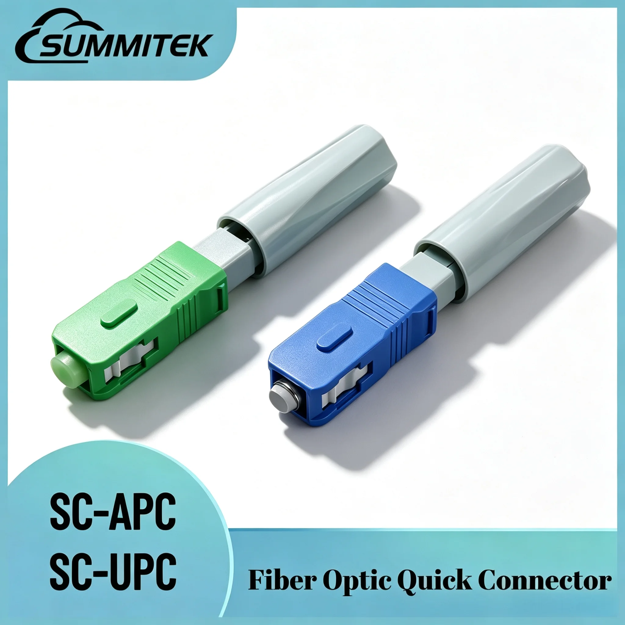 SUMMITEK 10-100PCS SC APC/UPC SM Single-Mode Fiber Optical Connector FTTH Tool Cold Connector Tool Fiber Optic Fast Connectors