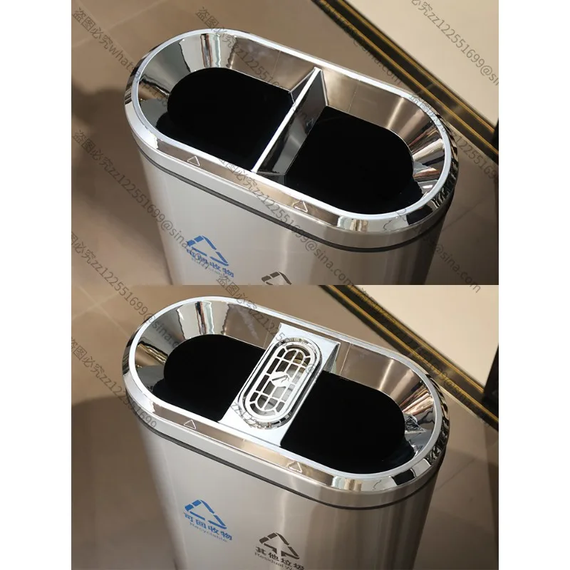 Suitable for Large Two-category Stainless Steel Trash Cans in Hotel Shopping Malls and Offices, Commercial Corridors,