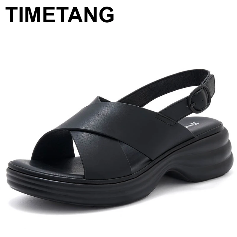 

Женские сандалии, летние повседневные лаконичные туфли из искусственной кожи с мягкой нескользящей пряжкой, удобные легкие пляжные туфли на высокой танкетке и платформе