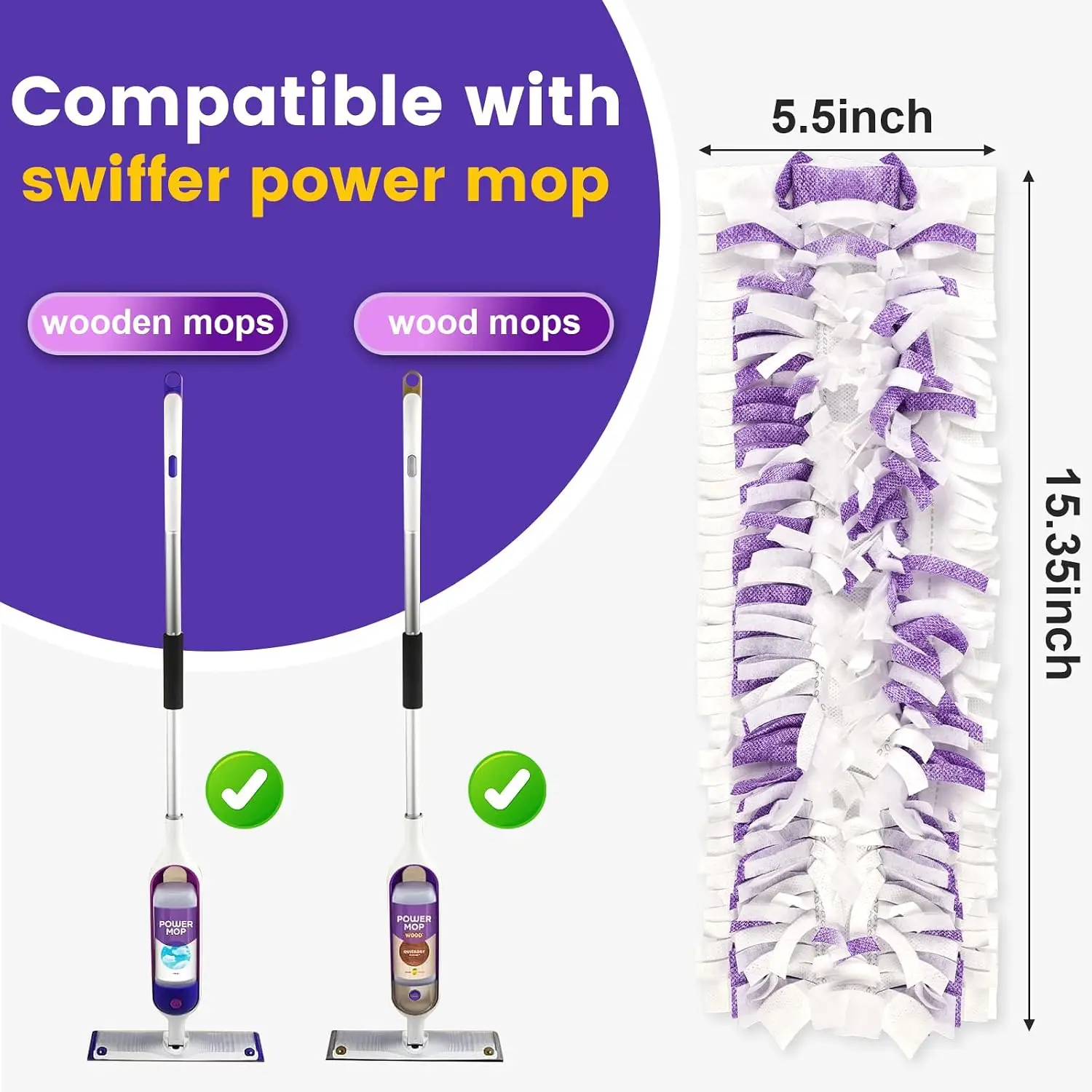 32 Pack Power Mop Pads for Swiffer PowerMop, Disposable Refills with 5X Cleaning Power for Multi-Surface Wood Floors
