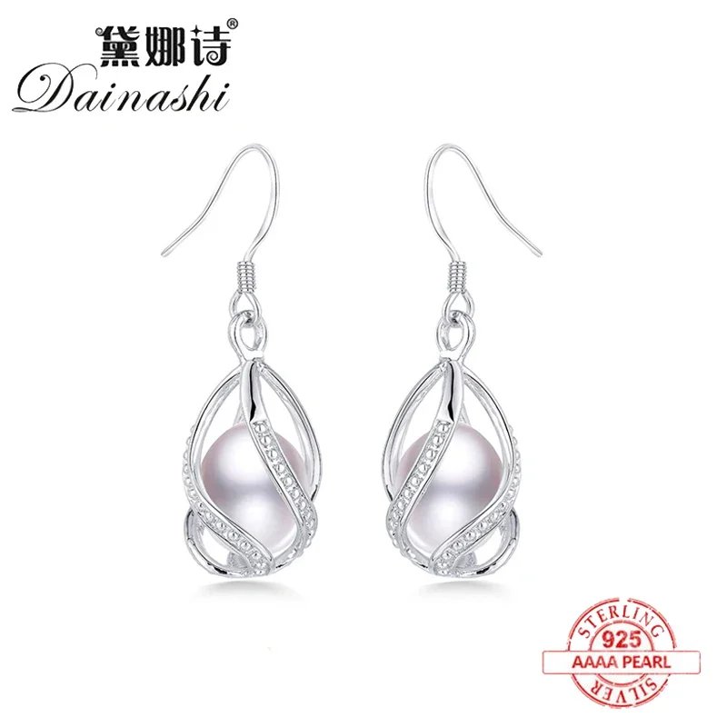 

Fashion Genuine Freshwater Pearl Drop Earrings Elegant Earrings Silver 925 Women 100% Natural Pearl Wedding Jewelry With Box