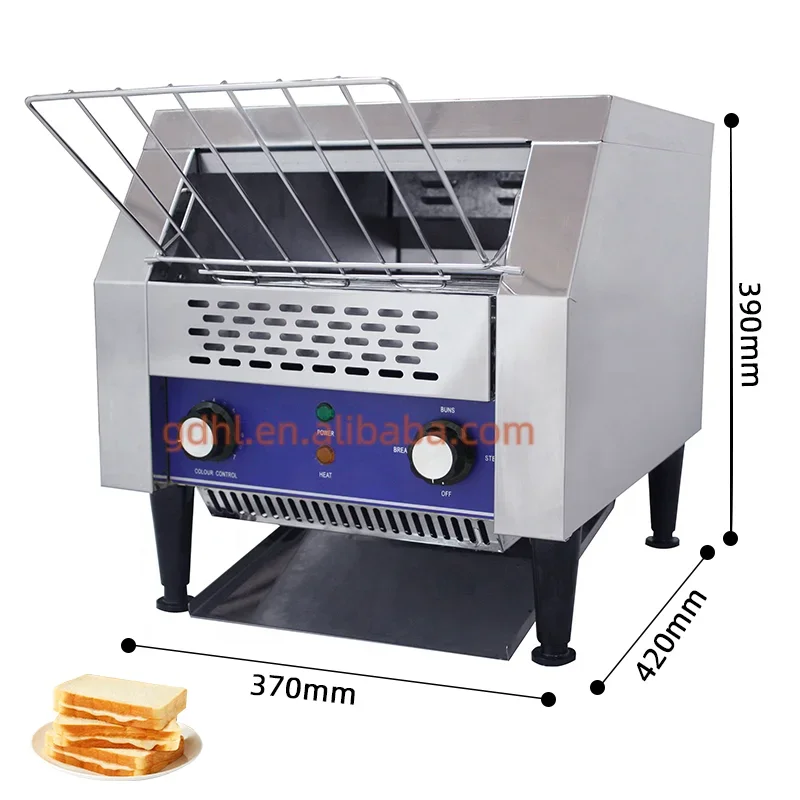 Bread Commercial Conveyor Toaster Hotel Restaurant Kitchen Food Equipment hine Silver Stainless Steel Support HL 220