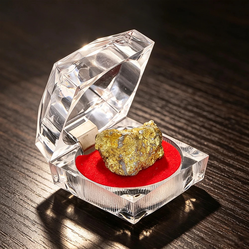 Natürliches Eisen-Kupfer-Misch-Erz-Mineral-Exemplar, Rohstein mit klarem Acryl-Display-Box, Heim-Sammlungsstück, Souvenir-Geschenk – Detail 3