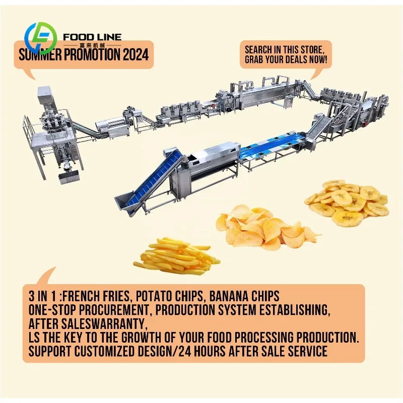 Customized Fully Automatic Plant French Fries Frying Machine Food Processing Line Potato Chips & French Fries Production Line