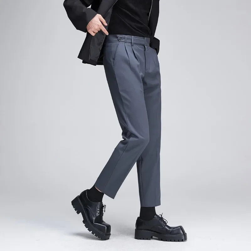

British Style Men's Slim Fit Business Casual Suit Pants Fashion Retro Designer Straight Leg Suit Pants Y2k Streetwear