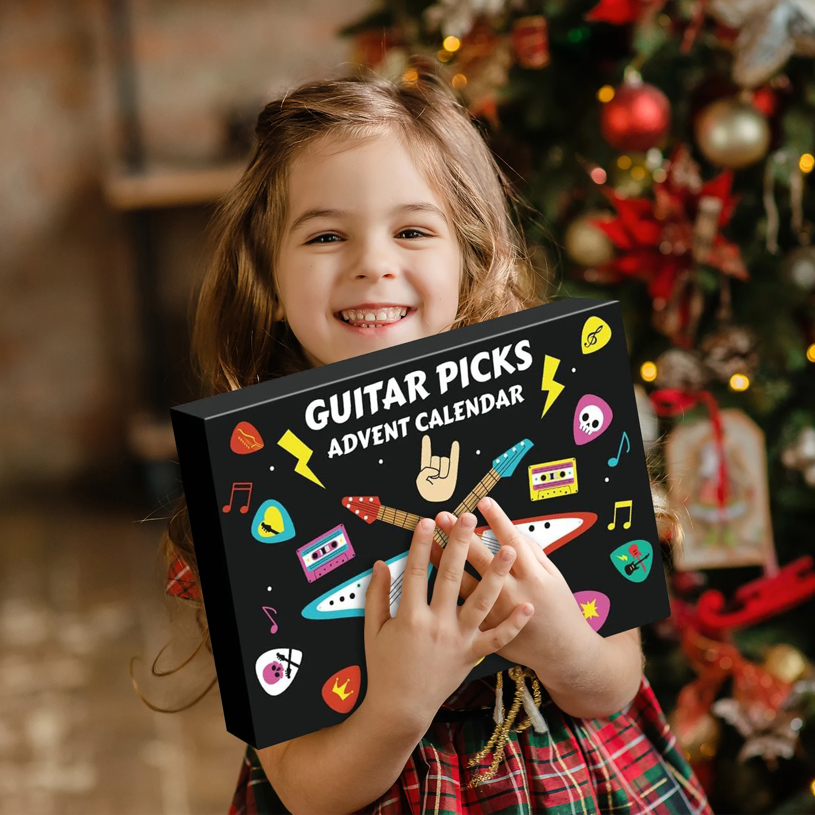 Calendario de Adviento de púas de guitarra, calendario de cuenta atrás de Navidad de 24 días con 20 púas de guitarra, regalos de Navidad para guitarrista, 1/2/3 cajas