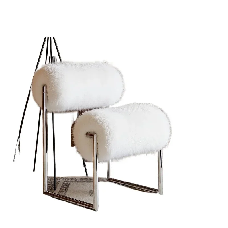 Medieval wool single sofa chair living room bedroom casual dining chair