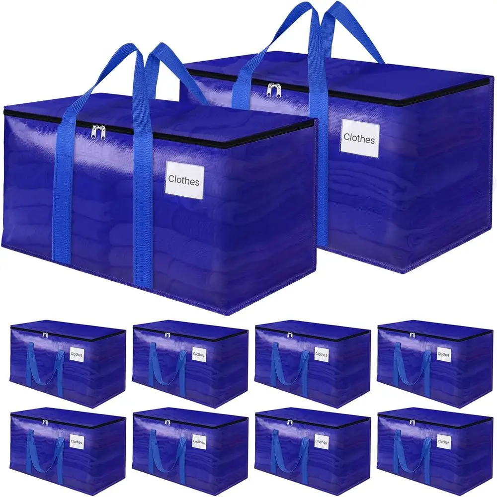 

Blue 125L Heavy-Duty Storage Bags with Lids & Zippers, Ideal for Moving, Camping, and Dorm Essentials