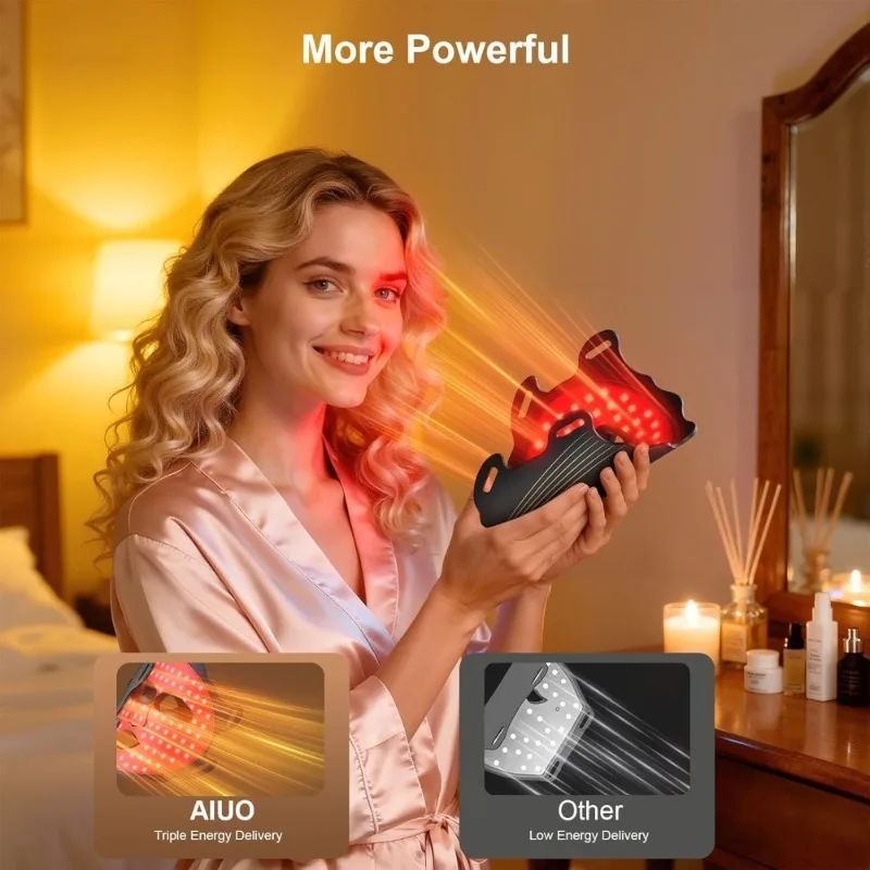 قناع علاج بالضوء الأحمر قناع وجه LED مع جهاز علاج بالضوء قابل لإعادة الشحن عن بعد للاستخدام المنزلي #5