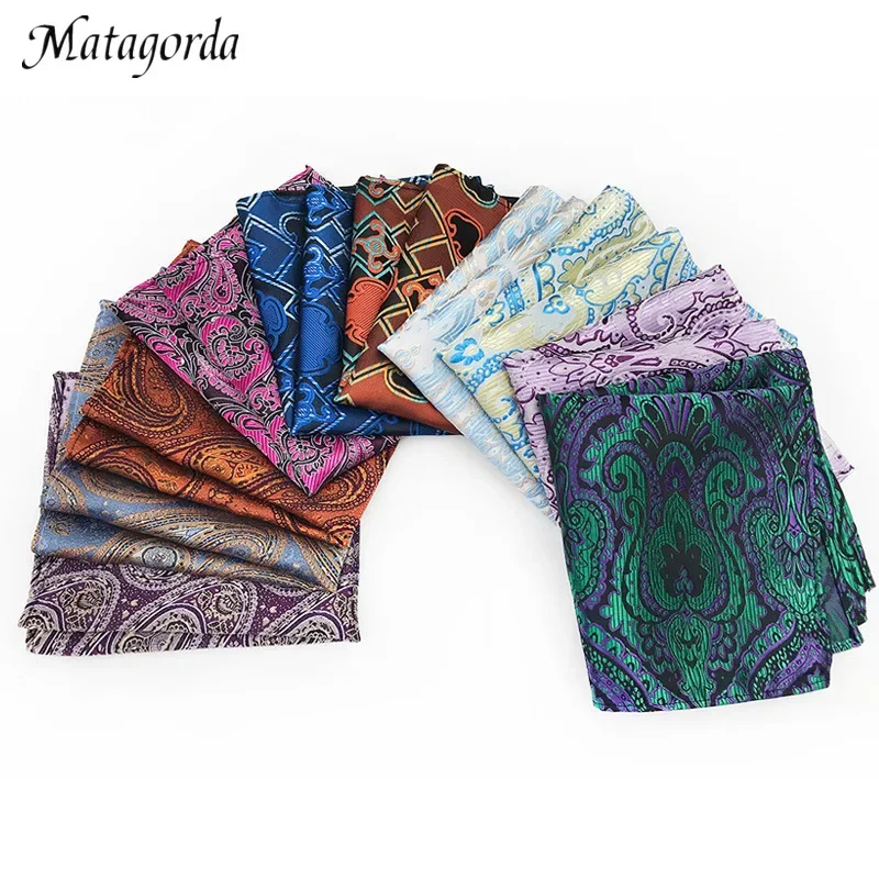 Matagorda-Pañuelo cuadrado de bolsillo para hombre, 25x25CM, accesorios de Cachemira, corbata de anacardo, fiesta de banquete