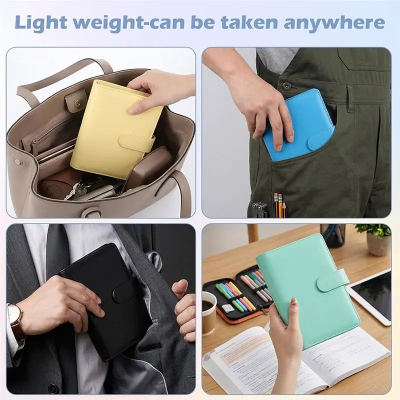 Highly Recommended Waterproof Magnetic Closure A6 Leather Binder Notebook(6-Pack), PU Personal Organizer Journal With 120 Sheet
