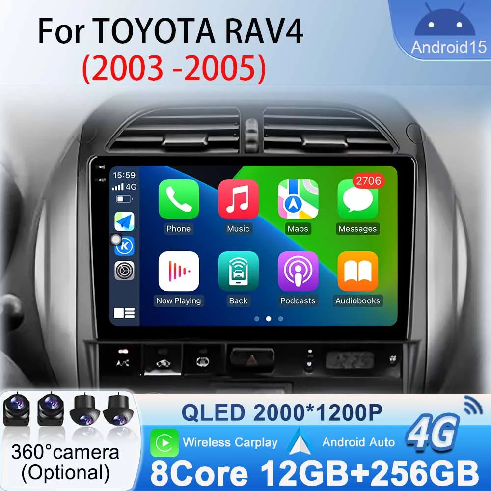 

Multimedia Video FM RDS AM Player for Toyota RAV4 2003 - 2005 Car Radio Stereo Auto GPS BT Navigation 4G WIFI Carplay Android 15