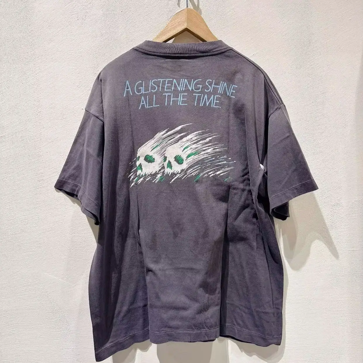 Saint Michael Classical Street Style Men's Clothing Washed Letter And Skull Print Round-neck Short-sleeved Couple T-shirt Ropa