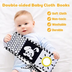 Montessori Baby Black White Colorful Animal Cloth Book Toys Baby Early Education Sensory Cloth Book Baby Visual Stimulation Toy