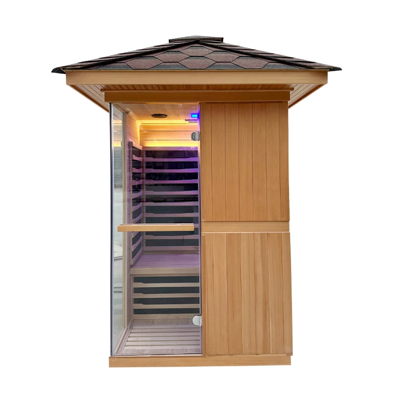 Outdoor SaunaWholesale Outdoor 2 Person Size Sauna Room Cabin Outdoor House Wood Sauna Room With Roof