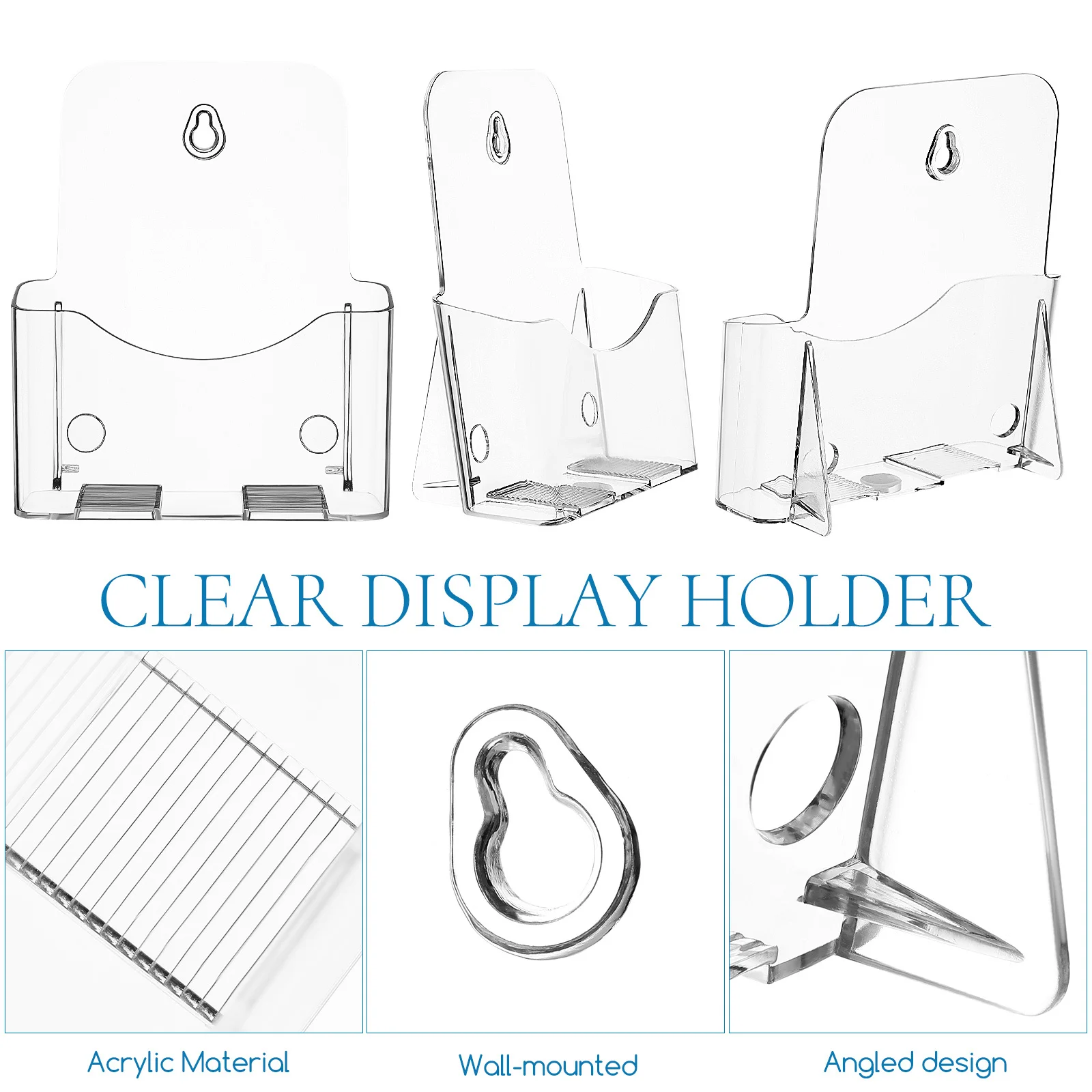 2Pcs Brochure Stand Clear Acrylic Display Holder Desktop Wall Mounted Document Organizer Transparent File Holder Workspace