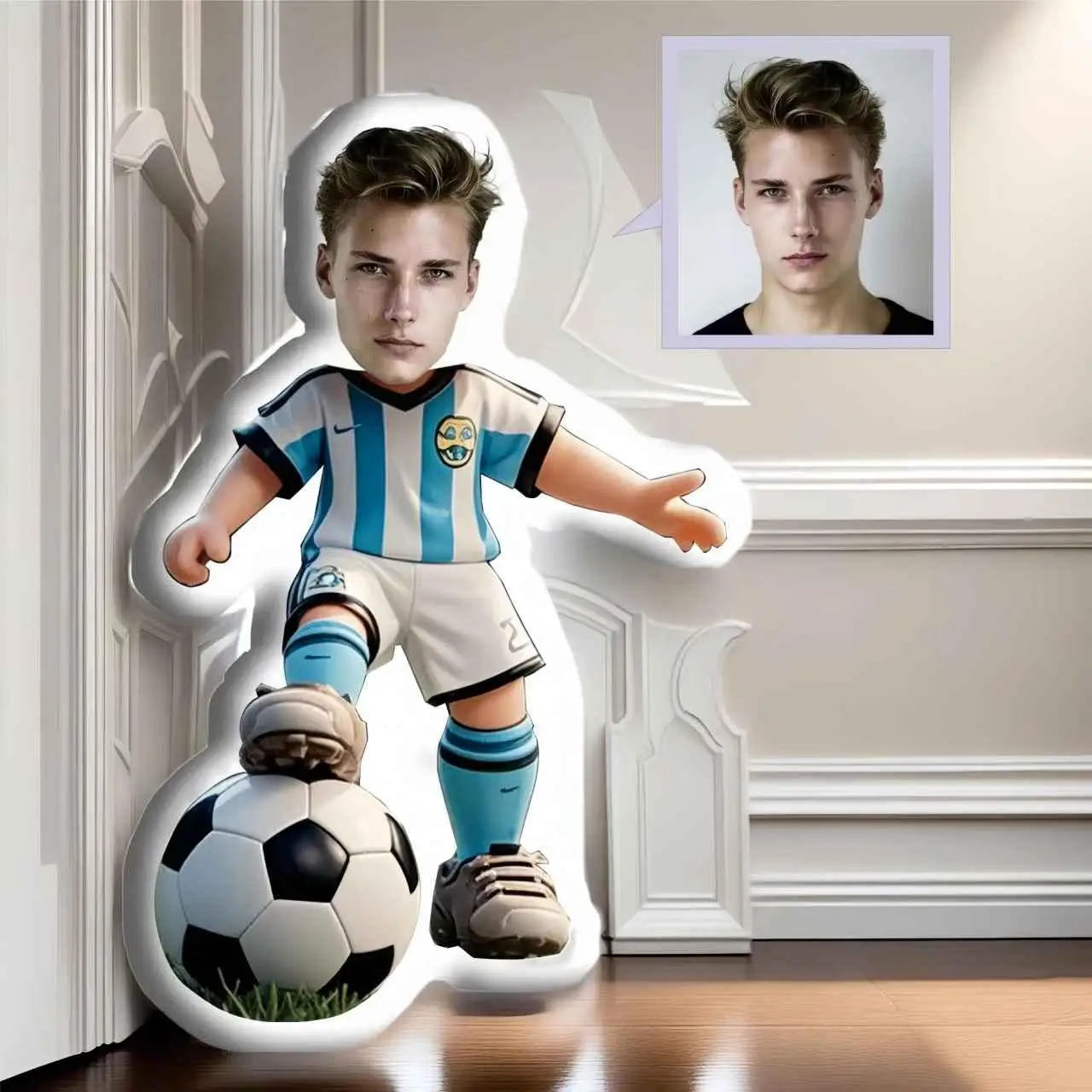 Customized Football Superstar Shaped Pillow, Suitable for Sports Enthusiasts, Couples' Birthdays, Christmas, Thanksgiving,
