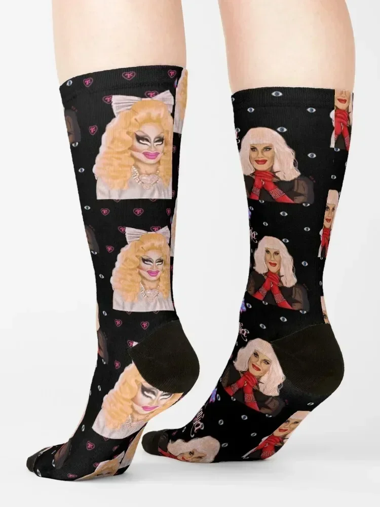 Trixie and Katya Digital Painting Socks cute Stockings man soccer anti-slip Stockings compression Men's Socks Luxury Women's