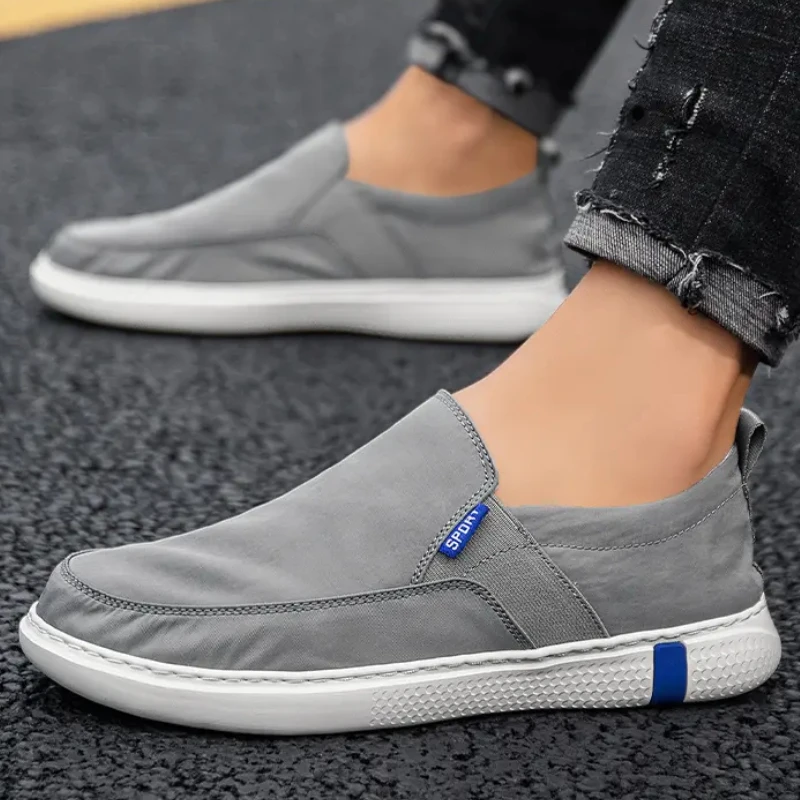 Men's Canvas Shoes Fashion Trendy Round Head Leisure Sneakers Shallow Mouth Non-Slip Slip on Loafers Zapatillas Para Hombre