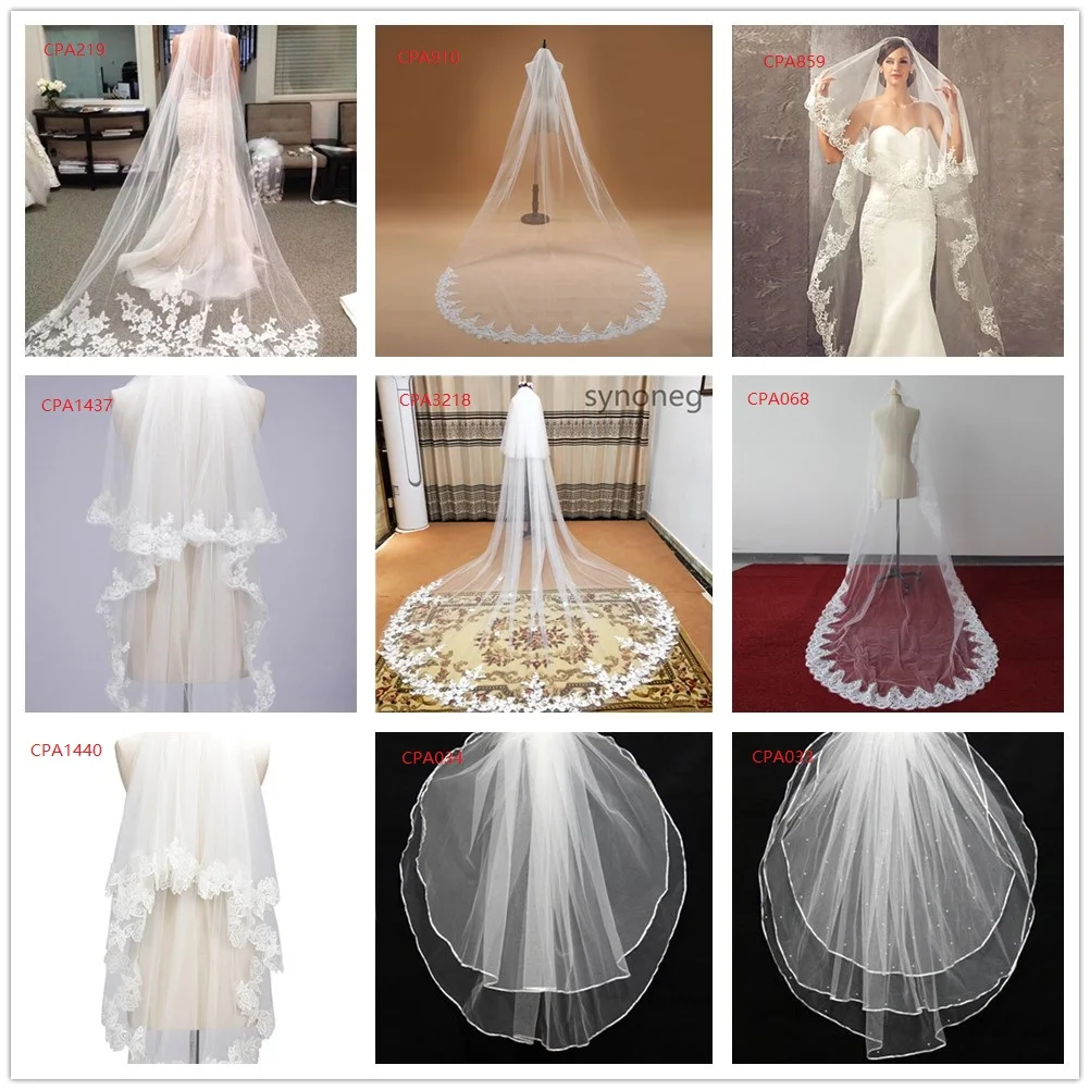 2024 Short/Long Lace Edge Cathedral Wedding Veil With Comb Soft Tulle 3 Meters Two Layers White/Ivory Bridal Veils Veu De Noiva