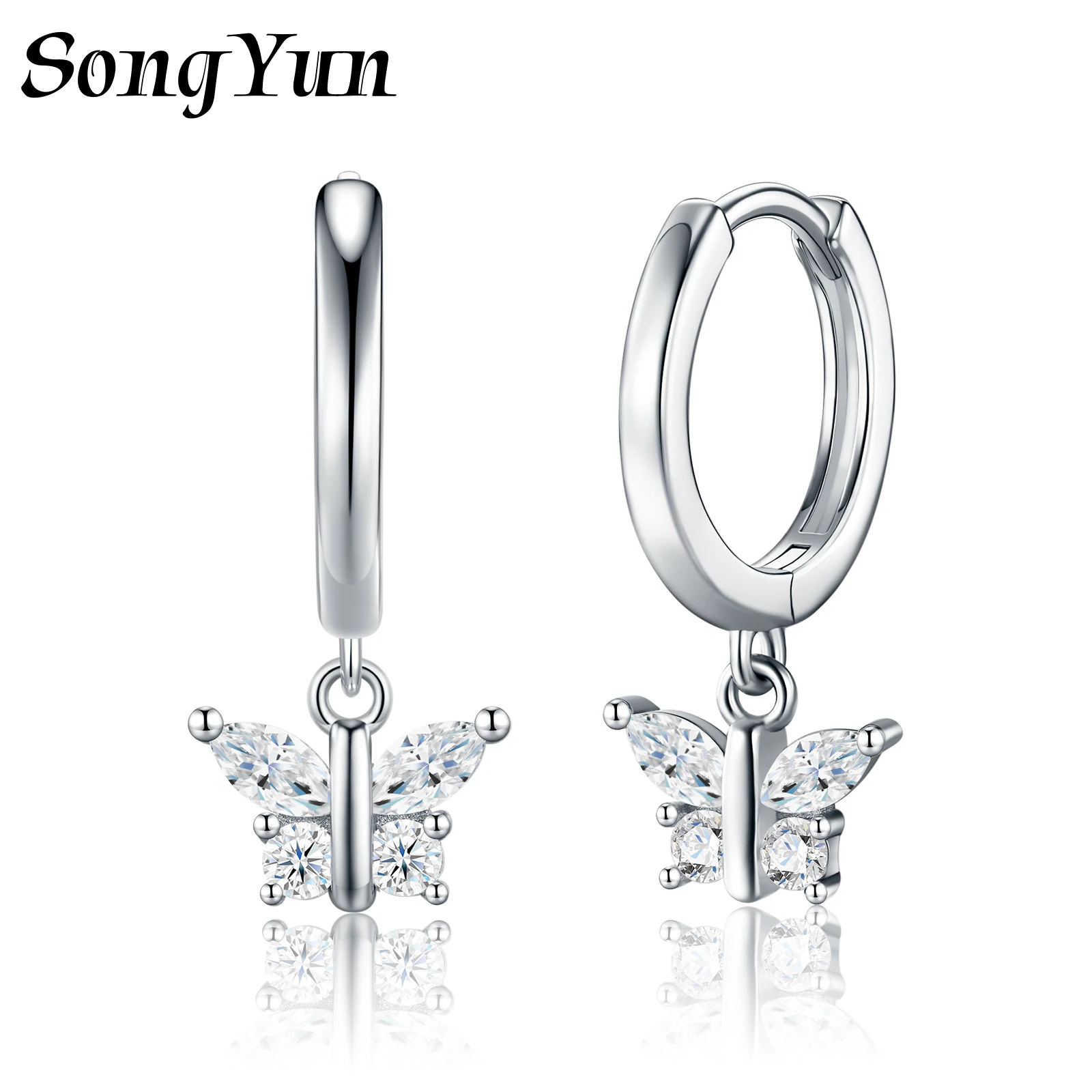 

SONGYUN Brand Jewelry 925 Sterling Silver Earrings Moissanite Diamond Chandelier Bridal Ladies Rhodium Plated SYT Patent Earring